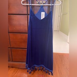 Velvet blue dress with tassels